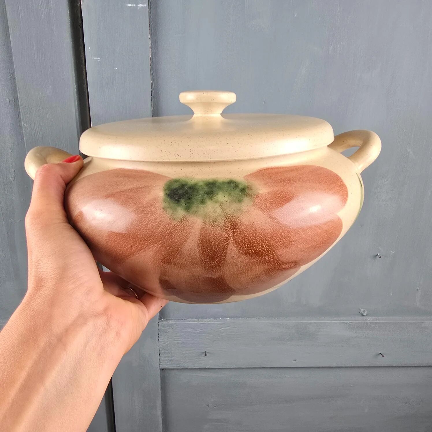 Vintage Salins Rhône service 15 pieces – Large hand-painted flowers