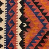 Vintage Afghan Tribal Kilim Wool Rug 252x154 cm Red, Orange, Brown, Black Large
