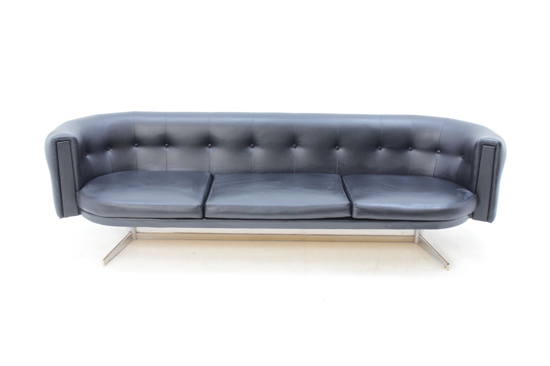 Sofa leatherette and chrome France 1970 s