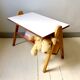 Table basse pieds compas vintage
