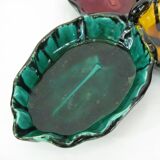 Ceramic compartmentalized leaf-shaped dish - vintage 50s