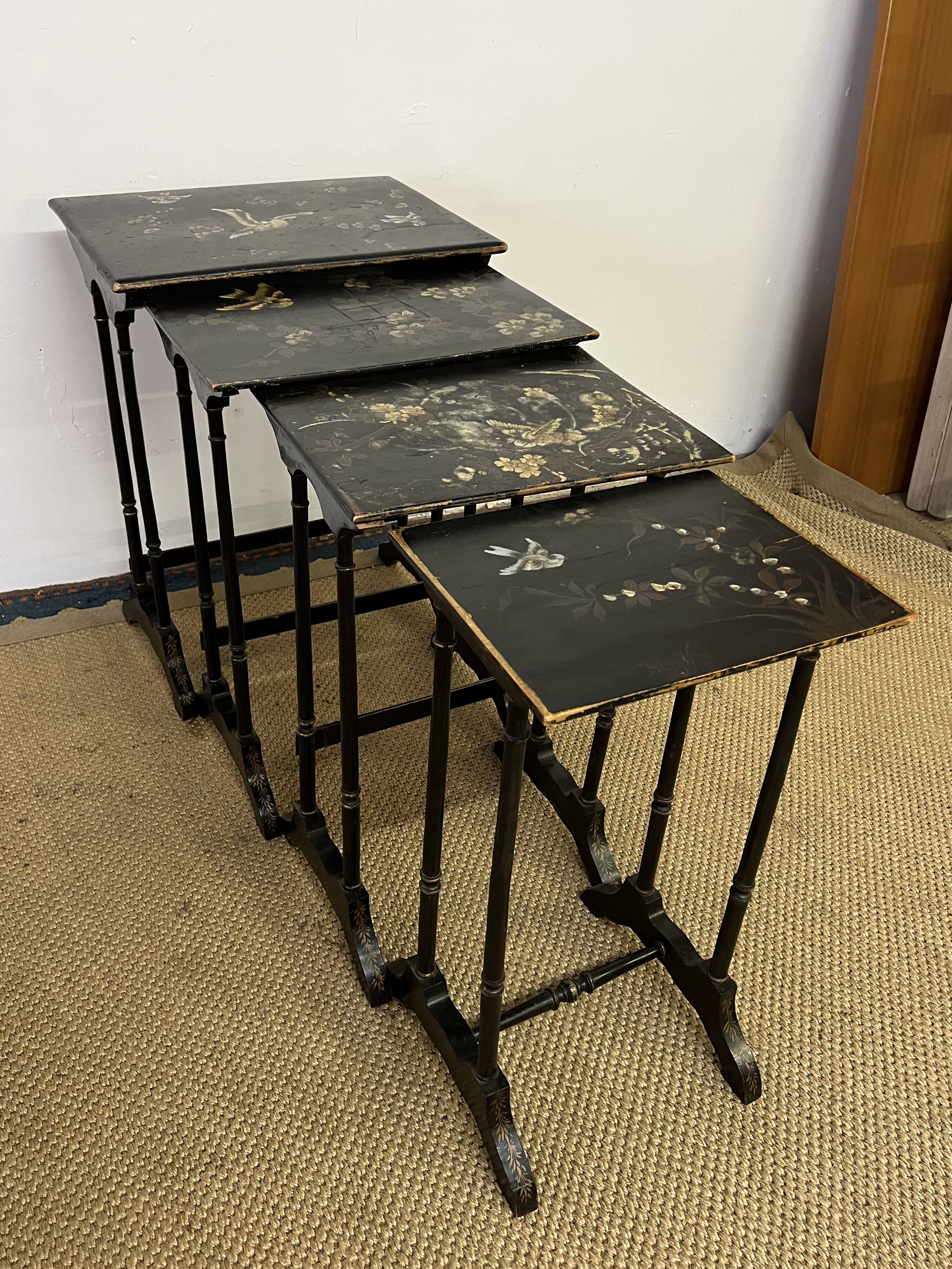 Set of 4 wooden nesting tables, Napoleon III