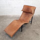 Cognac leather long chair, 'Skye' model by Tord Bjorklund, Sweden 1970s