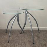 Duo of designer nesting tables with tripod base