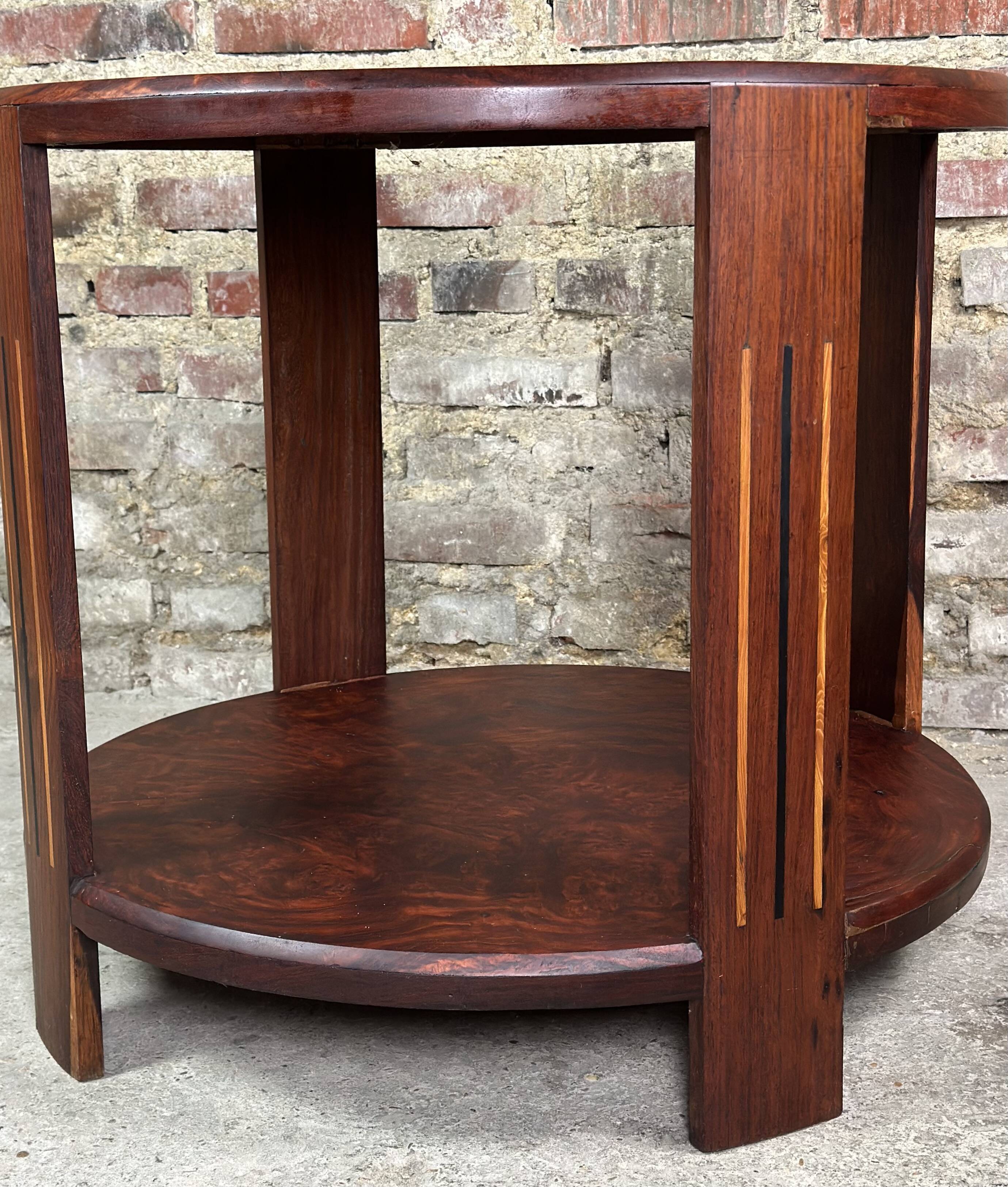 Art Deco side table / pedestal table in Rio rosewood