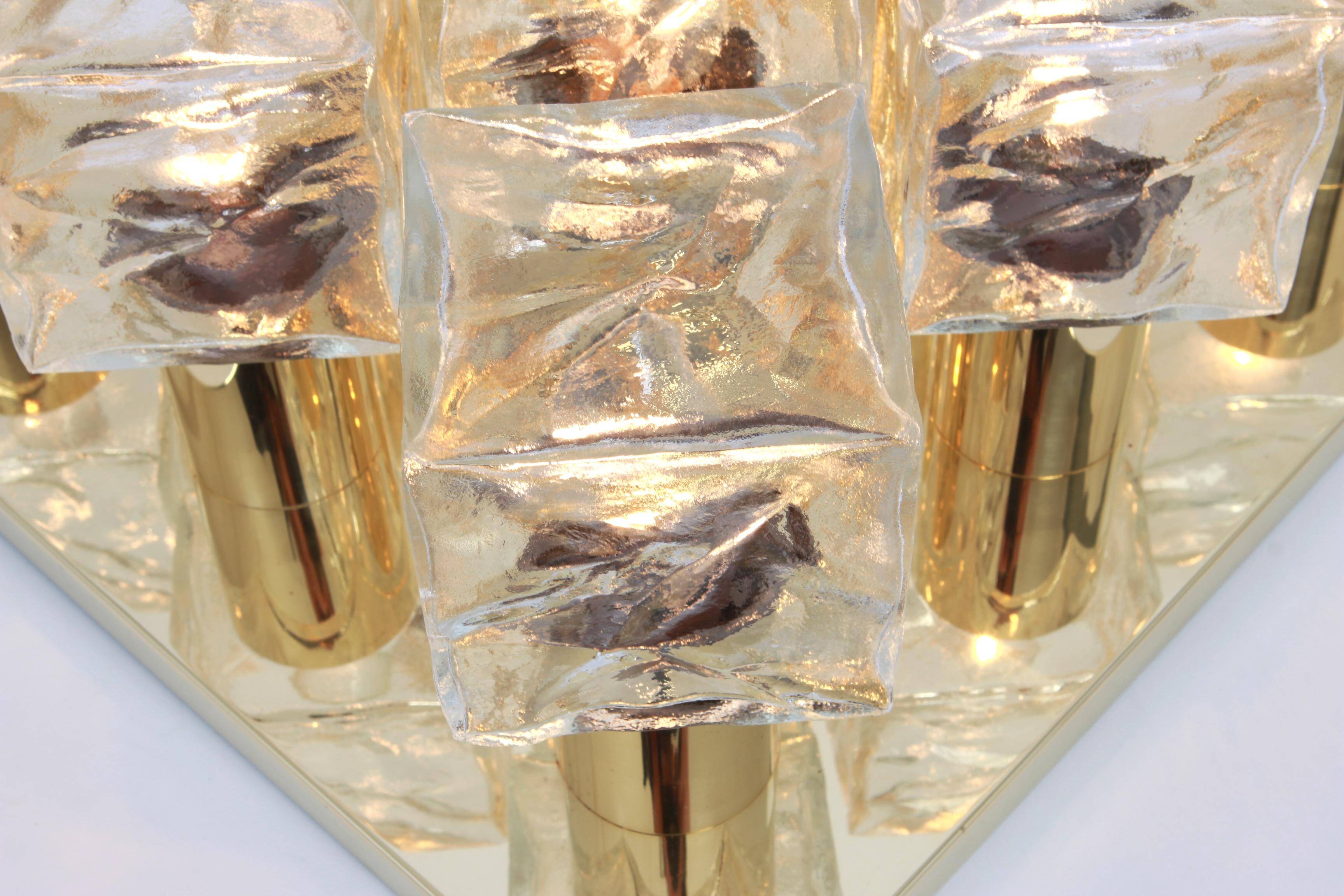 Large glass ice chandelier from Murano by Kalmar, Austria, 1960s.