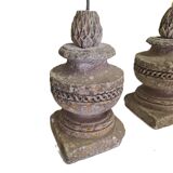 Set Of French Sandstone Decorative Vases With Artichoke, From The 18th Century