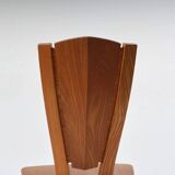Set of 4 solid elm chairs, Maison Seltz, 1980s