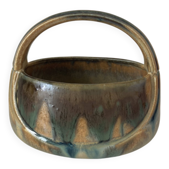 Vide poche à anse en porcelaine flammée. Travail d’époque Art Nouveau 1900