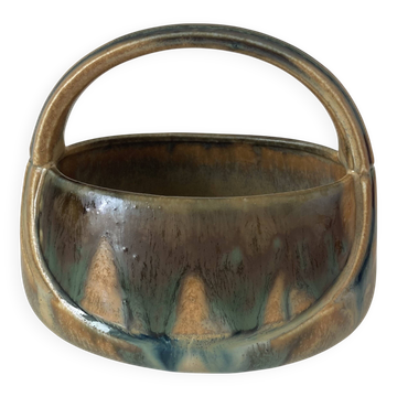 Vide poche à anse en porcelaine flammée. Travail d’époque Art Nouveau 1900