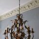 Large mid century patinated gilt tole 8-light chandelier, Hans Kögl, 1960s