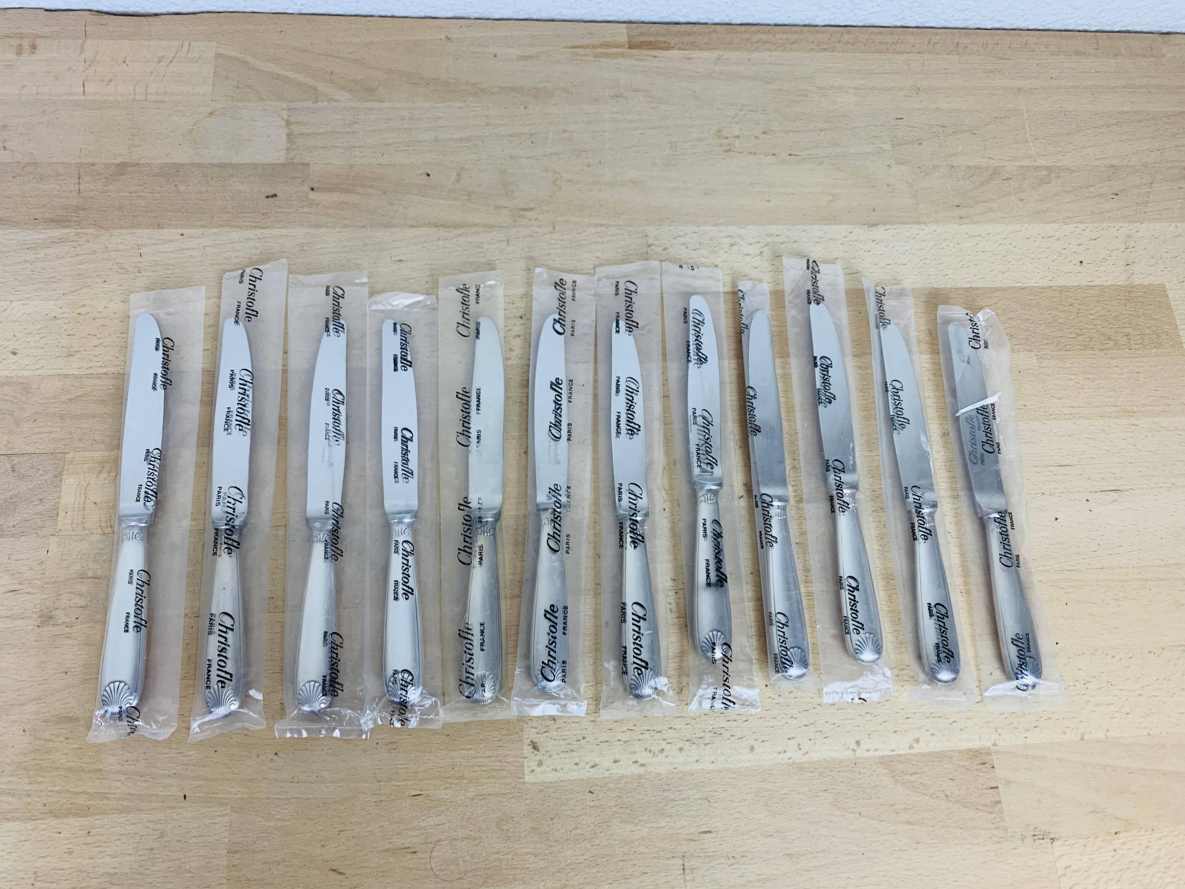 Christofle, 12 Vendôme model dessert knives, silver-plated metal