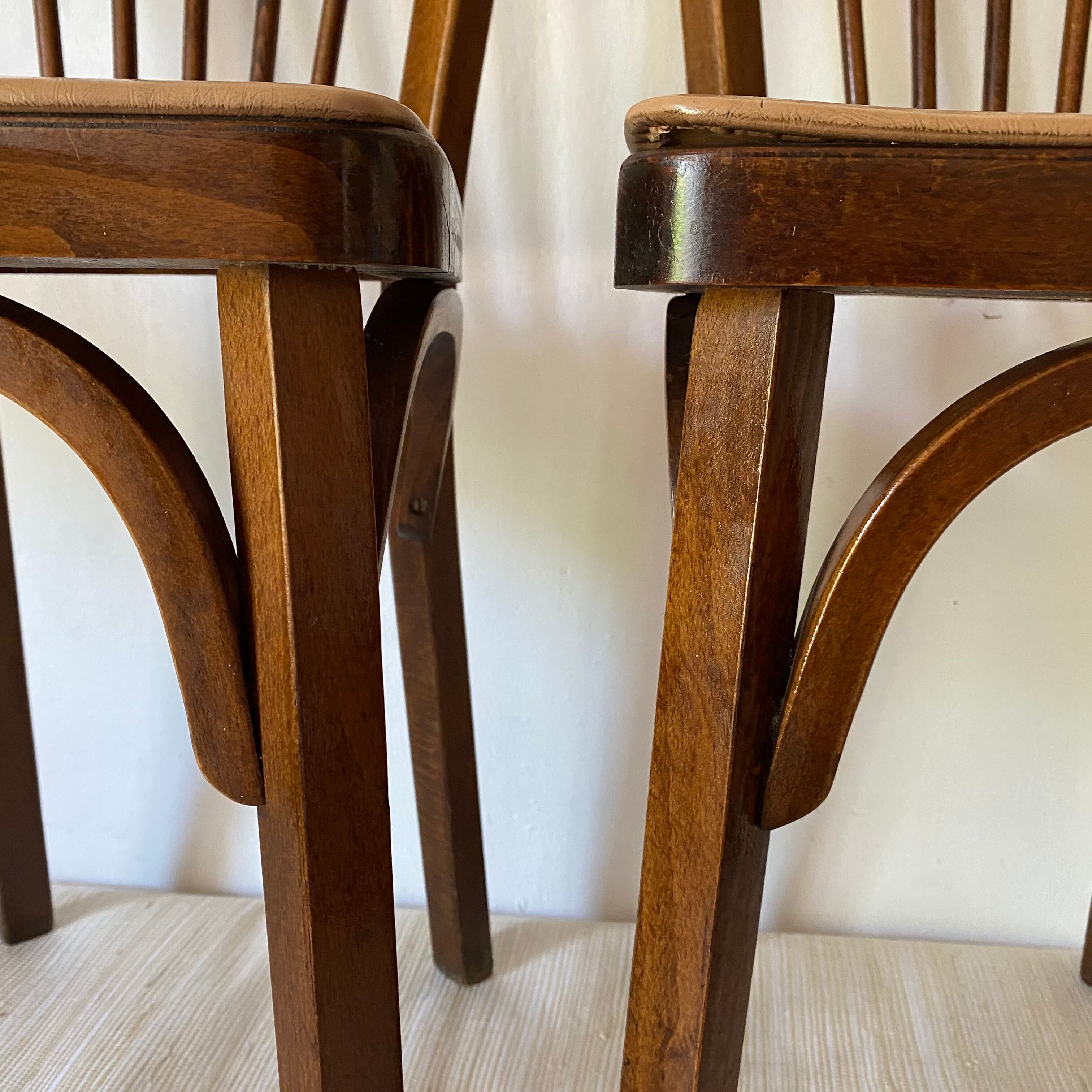Baumann bistro chairs in wood and skaï