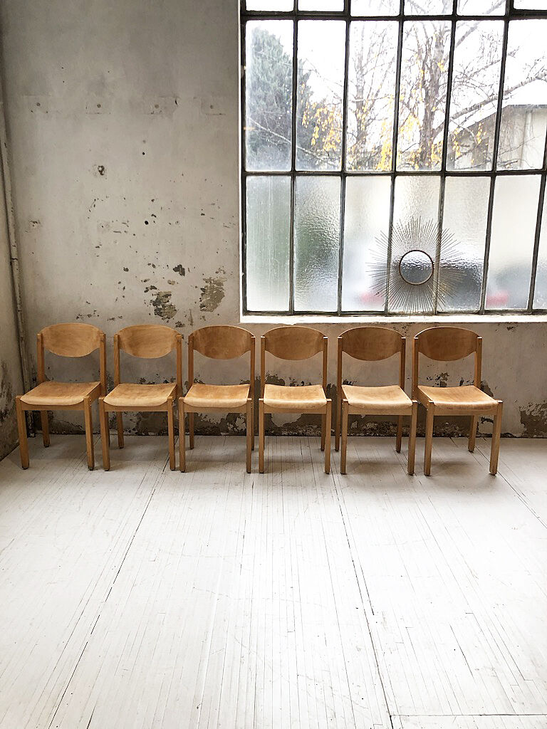 6 beech chairs 1980