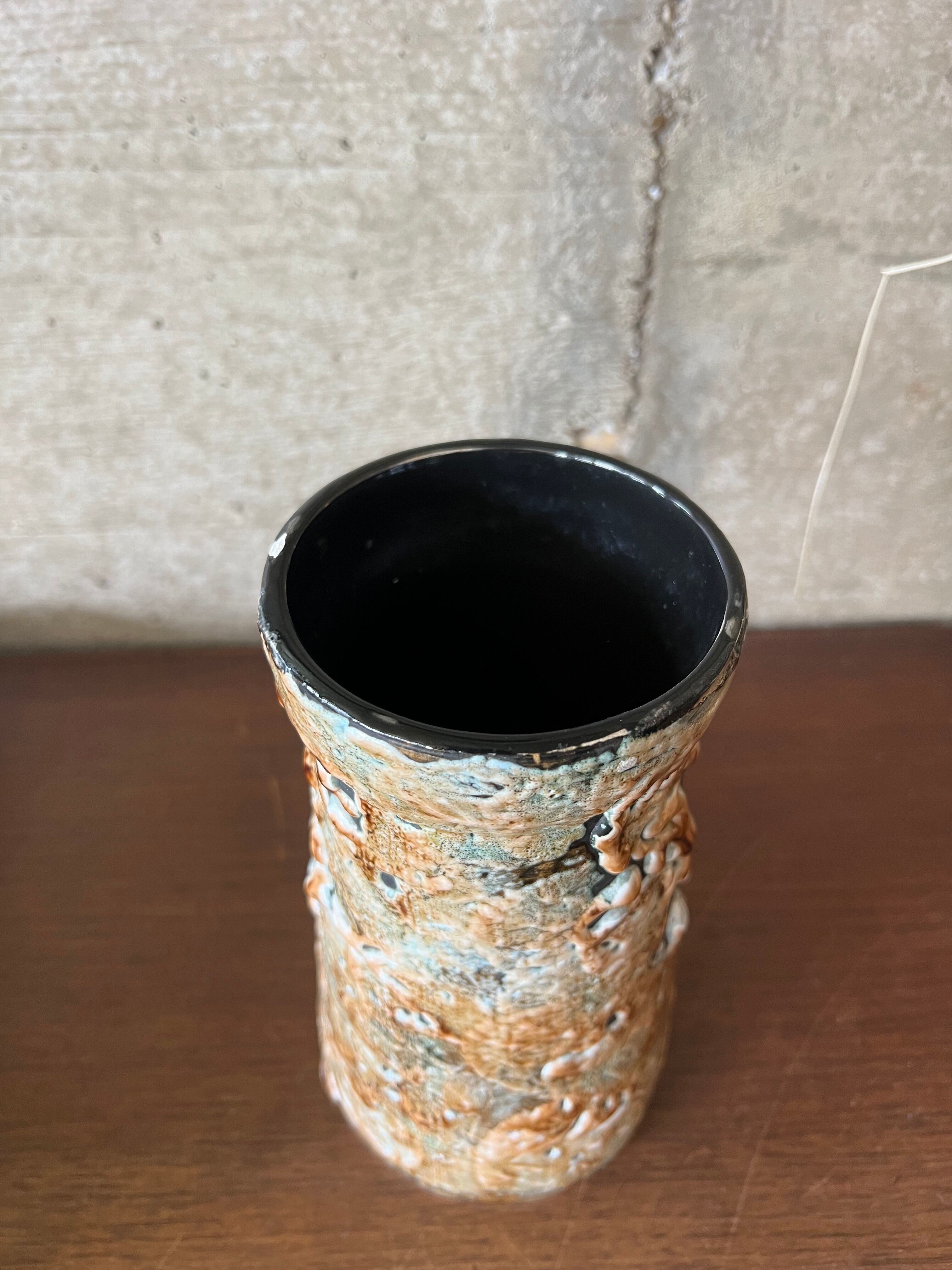 Glazed cylindrical stoneware vase