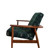Ensemble de fauteuils vintage par Juliszu Kędziorek en jacquard vert, 1960