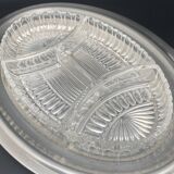 Plat en métal argenté avec coupelles compartimentées en verre