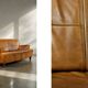Canapé 3 places en cuir marron industriel vintage des années 1960, style mid-century modern