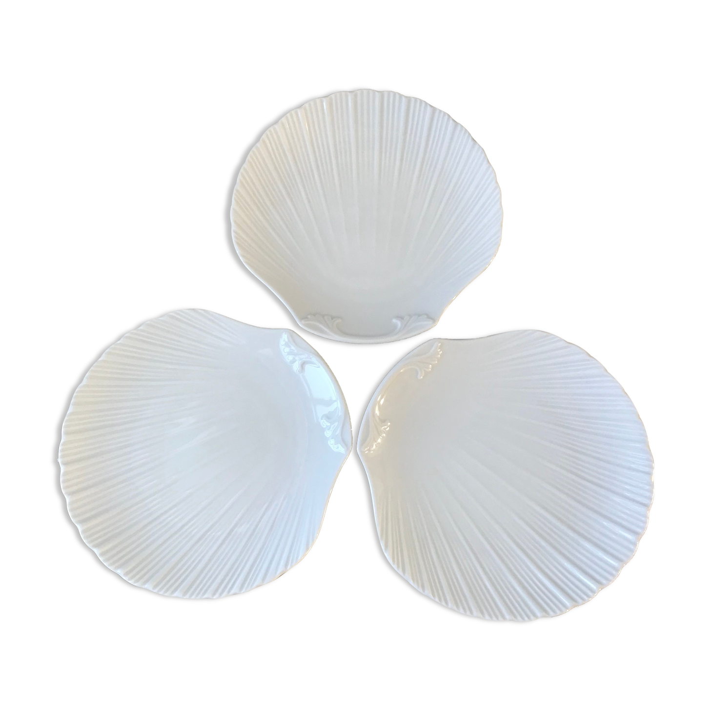 Set of 3 dishes Shell in Limoges porcelain