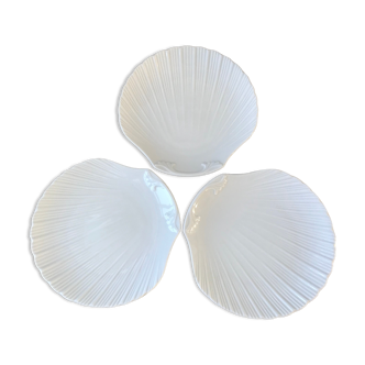 Set of 3 dishes Shell in Limoges porcelain