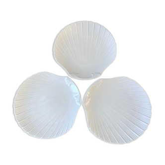 Lot de 3 plats Coquillage en porcelaine de Limoges