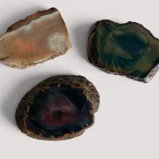 1970s Italian Agate Ashtrays/ Vide-Poche, Set of Three Natural Stone Trays