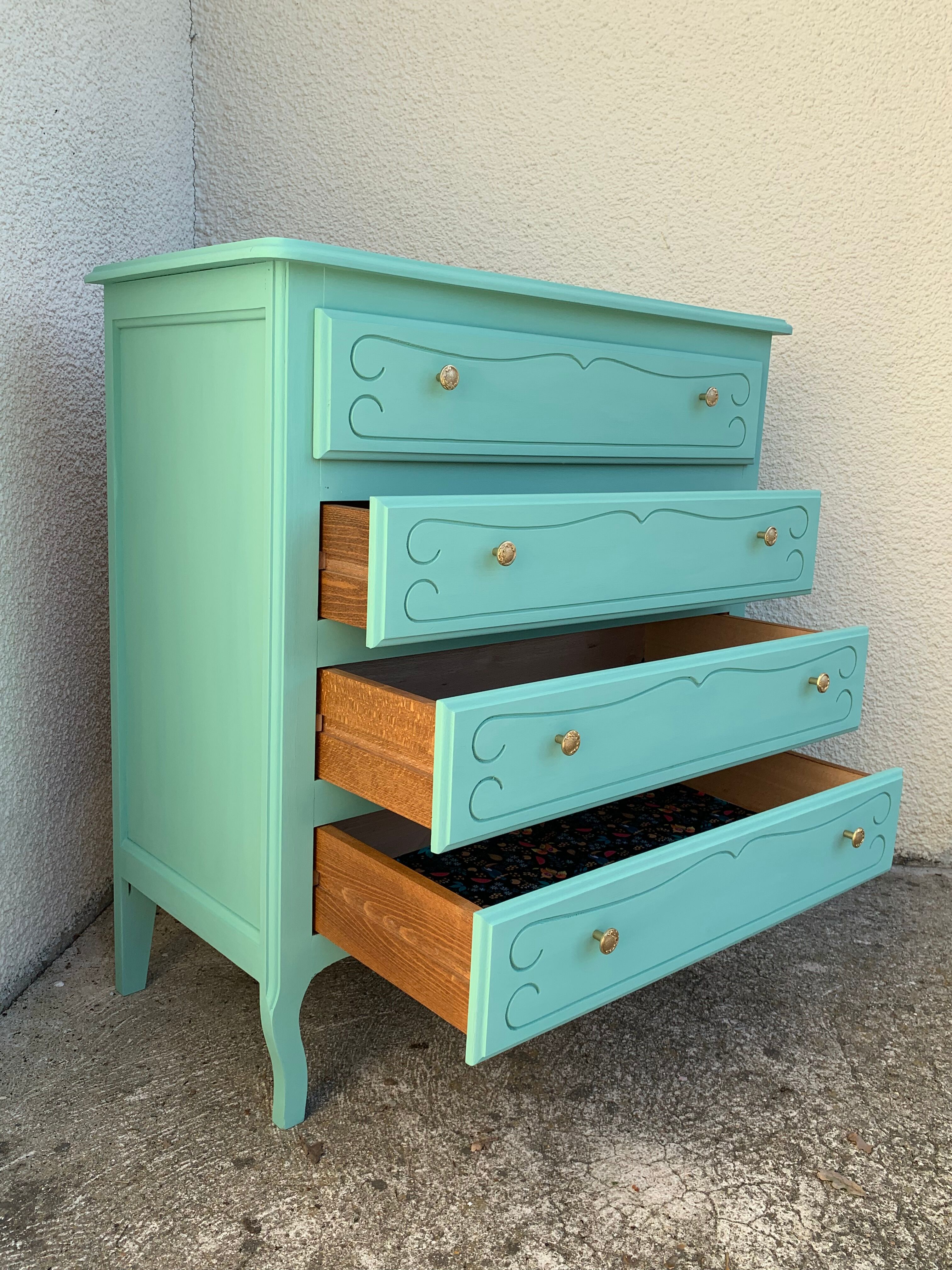Vintage mint green chest of drawers 1950
