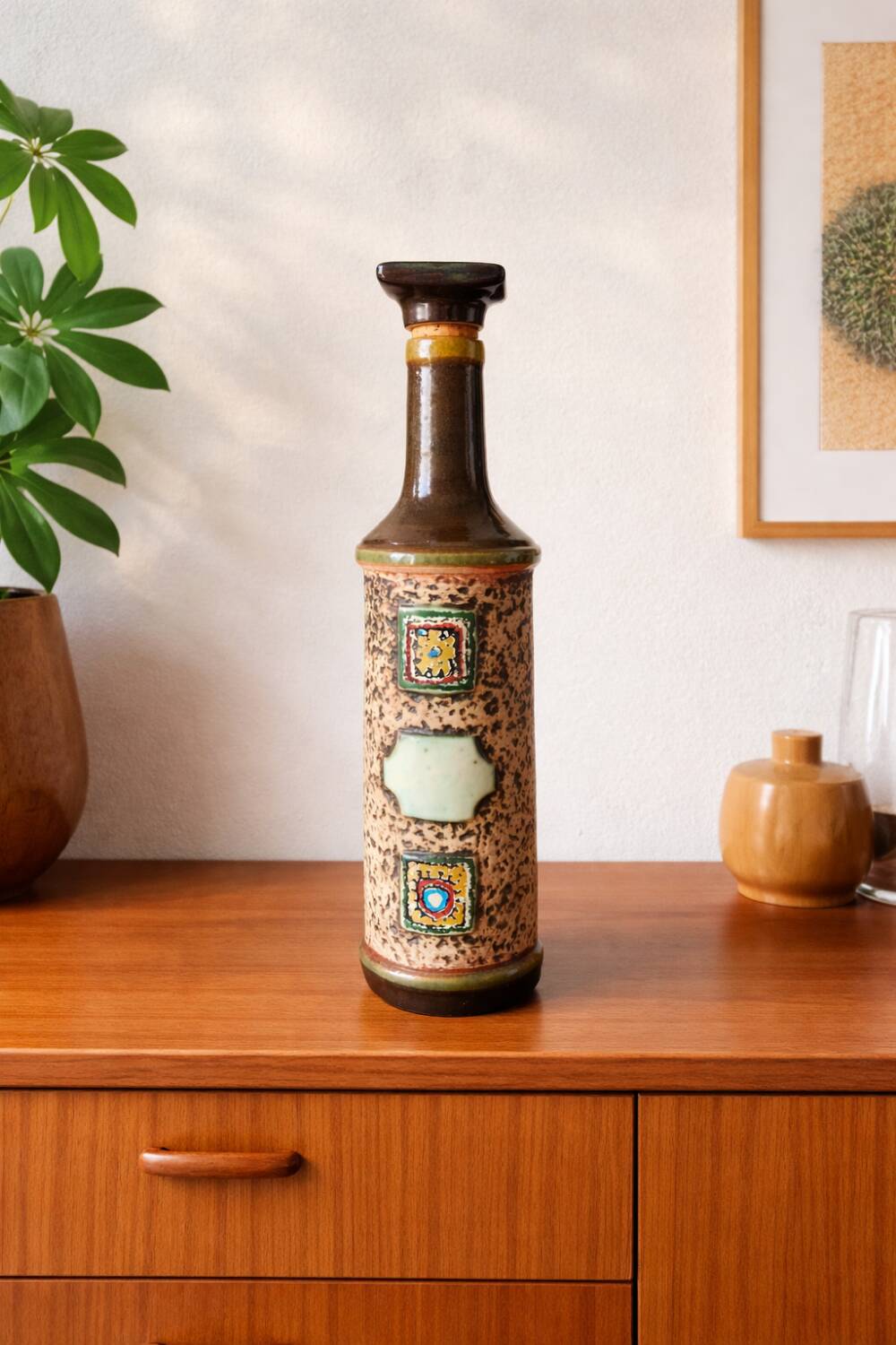 Large decorative bottle West Germany in ceramic – 1970s