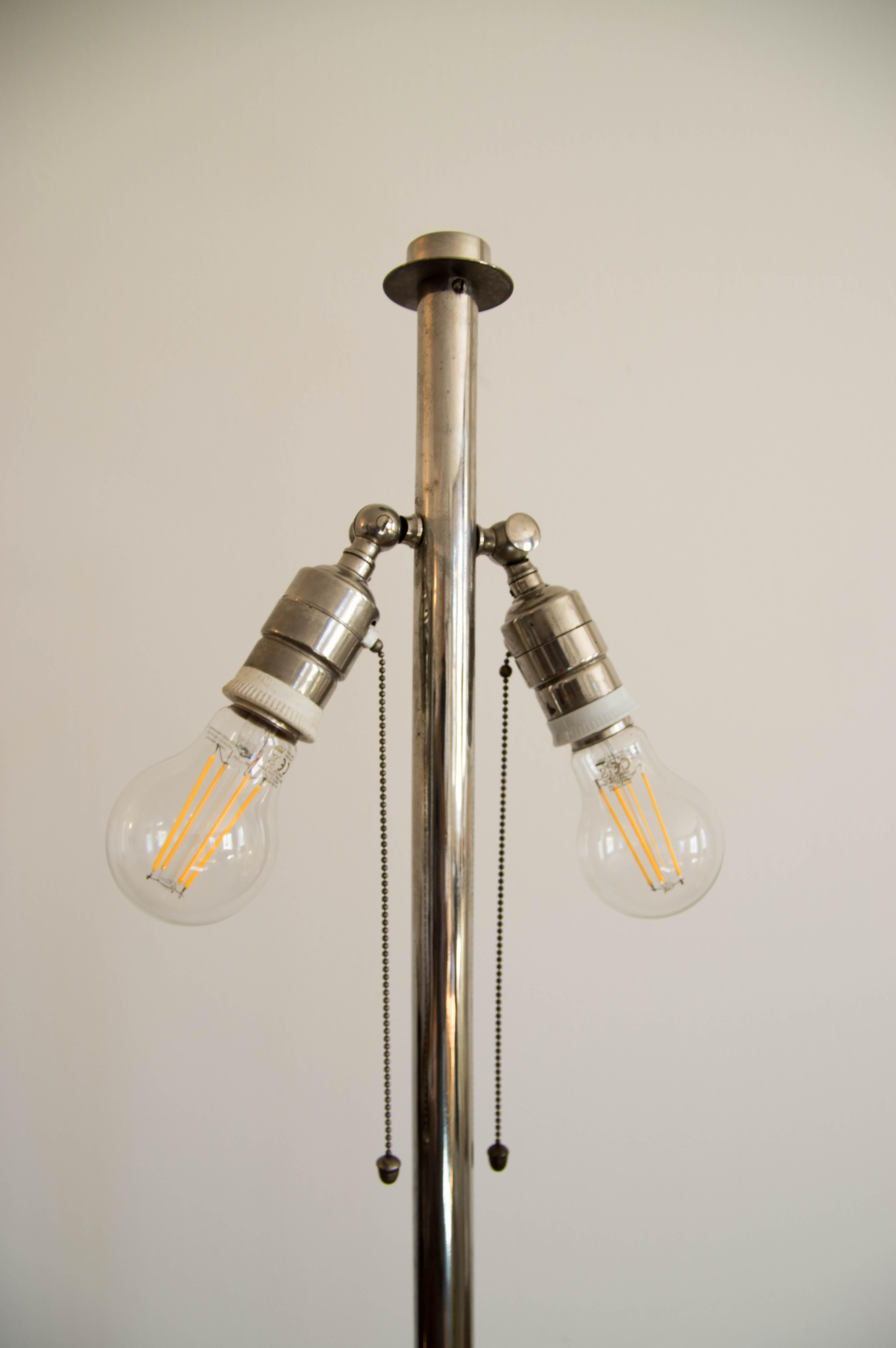 1930s Floor Nickel Lamp with Side Table – Functionalism, Bauhaus