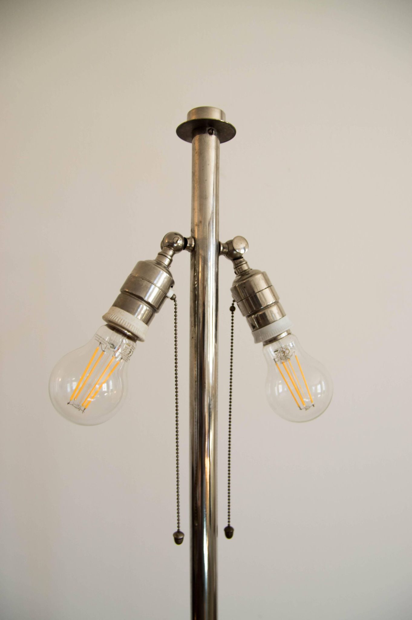 1930s Floor Nickel Lamp with Side Table – Functionalism, Bauhaus