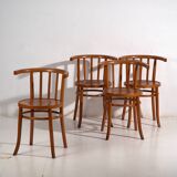 Antique bentwood chairs with carved seats (c. 1920). Set of 4 #1