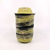 Handmade cracked ceramic vase • 1980s • signed