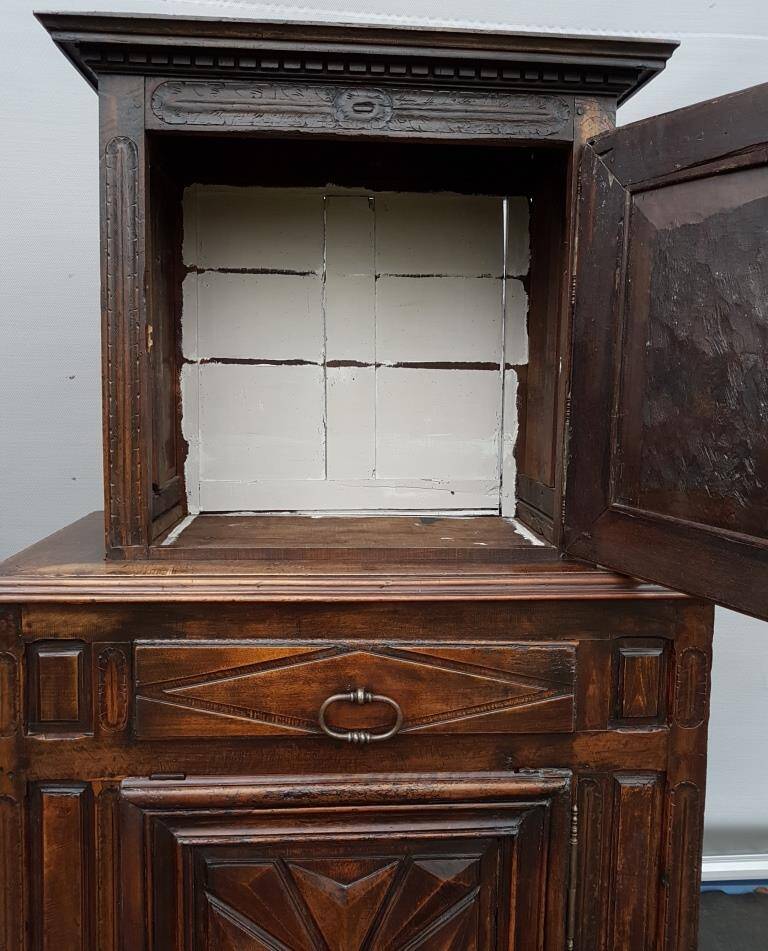 Louis XIII style two-piece recessed high wardrobe