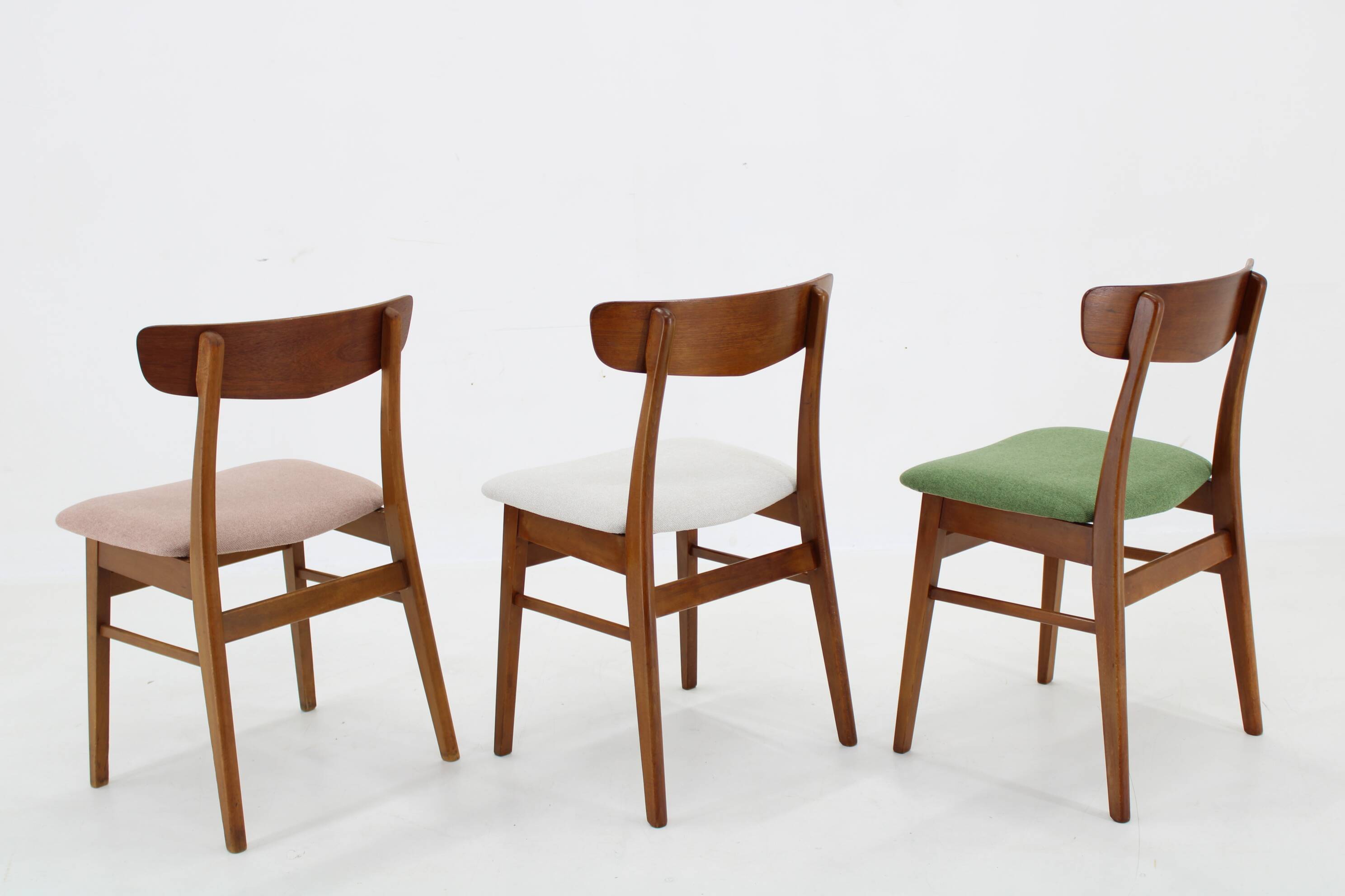 1960s Set of Three Danish Teak Chairs, Restored