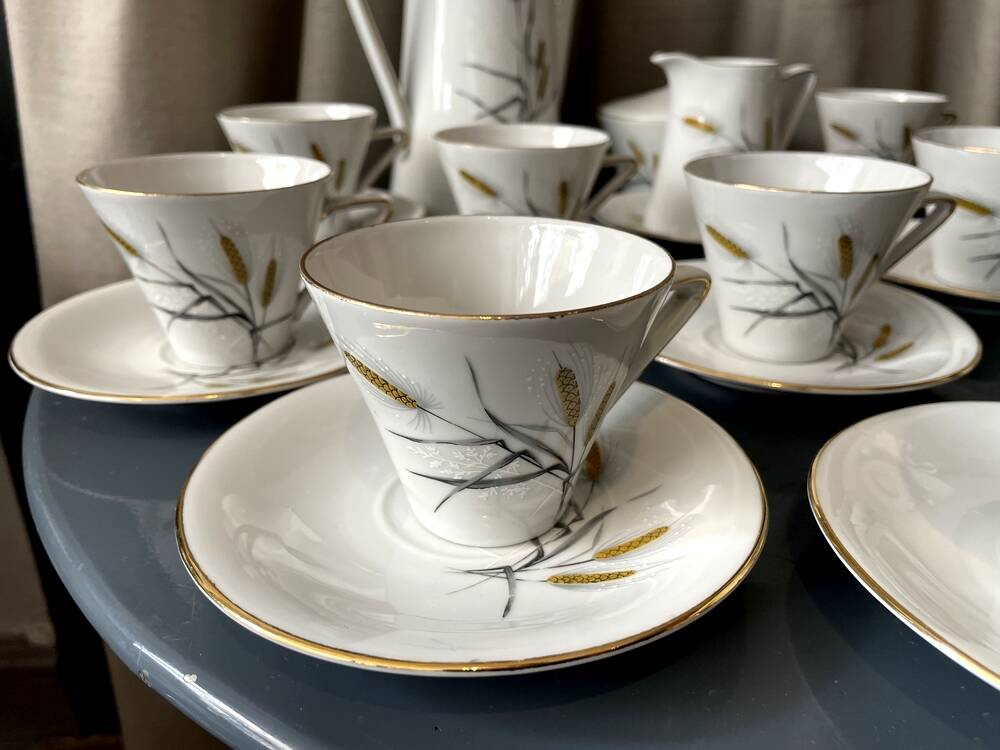 Bavaria porcelain coffee service with wheat decor