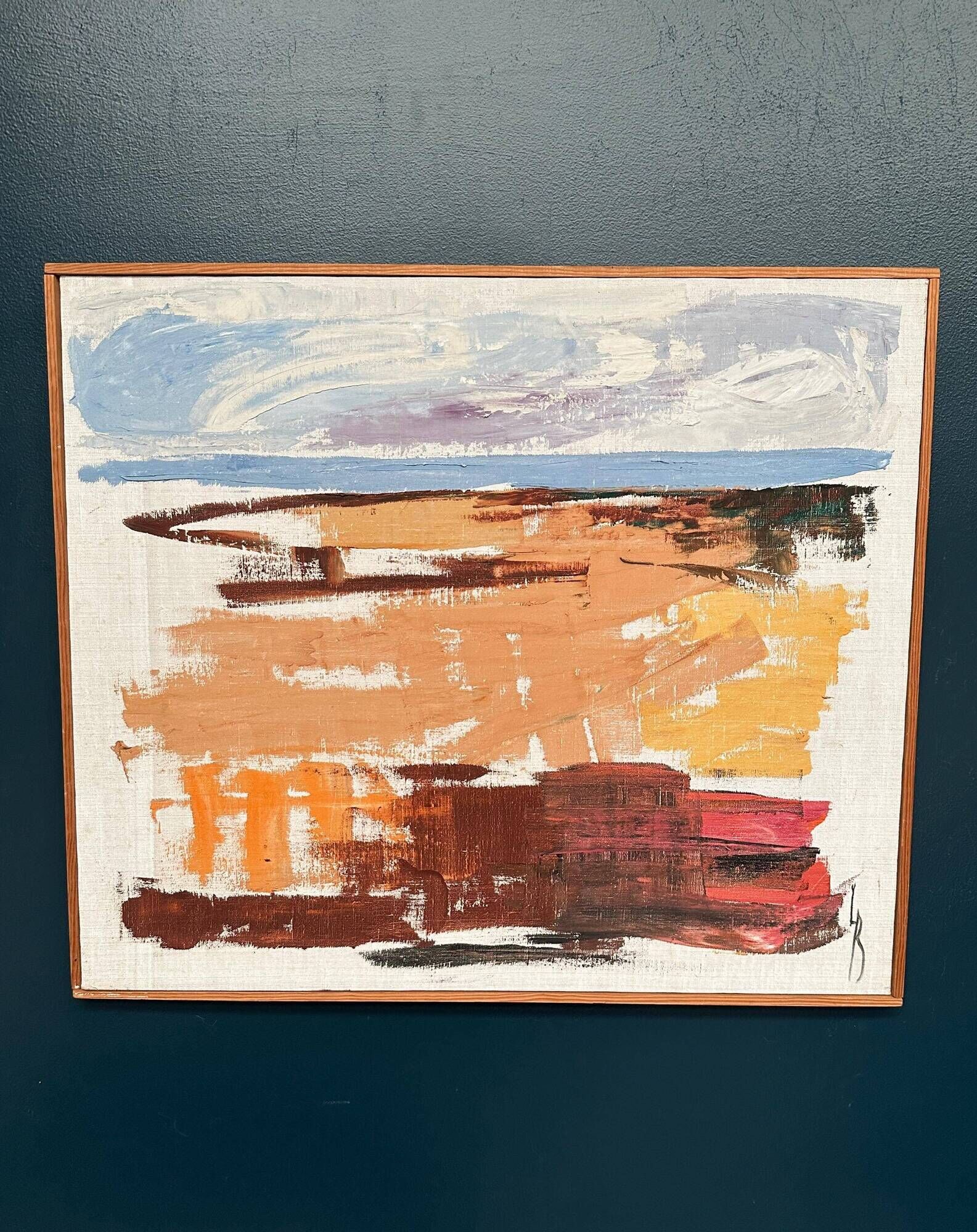 Original Swedish oil on canvas - "Coastal Landscape" attributed to Lars Börjesson - Signed - vintage and framed