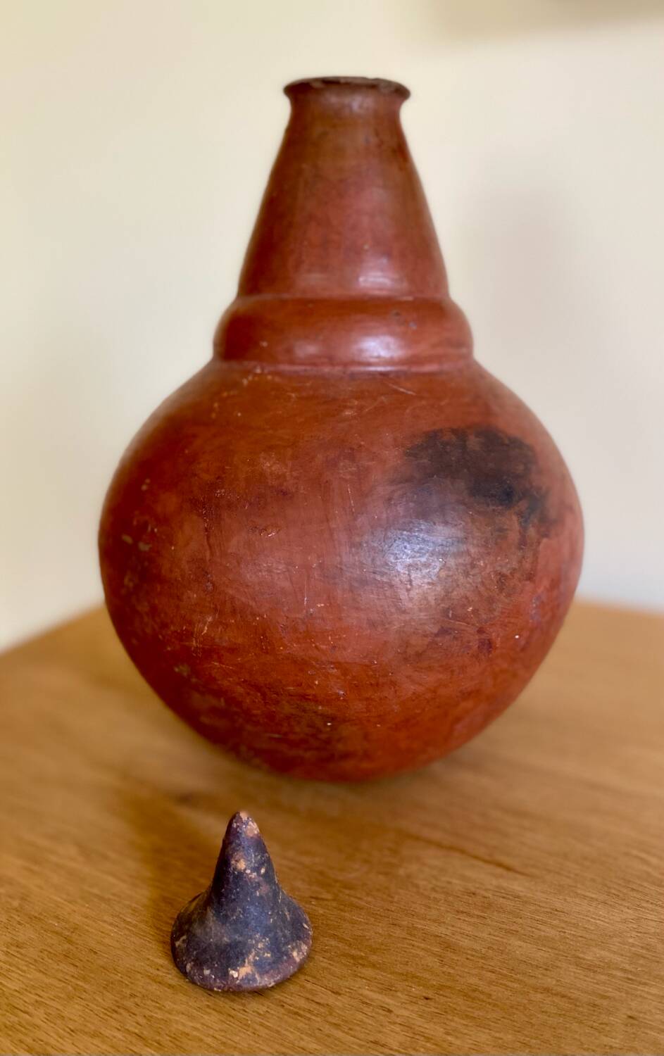 Handmade terracotta sake bottle vase