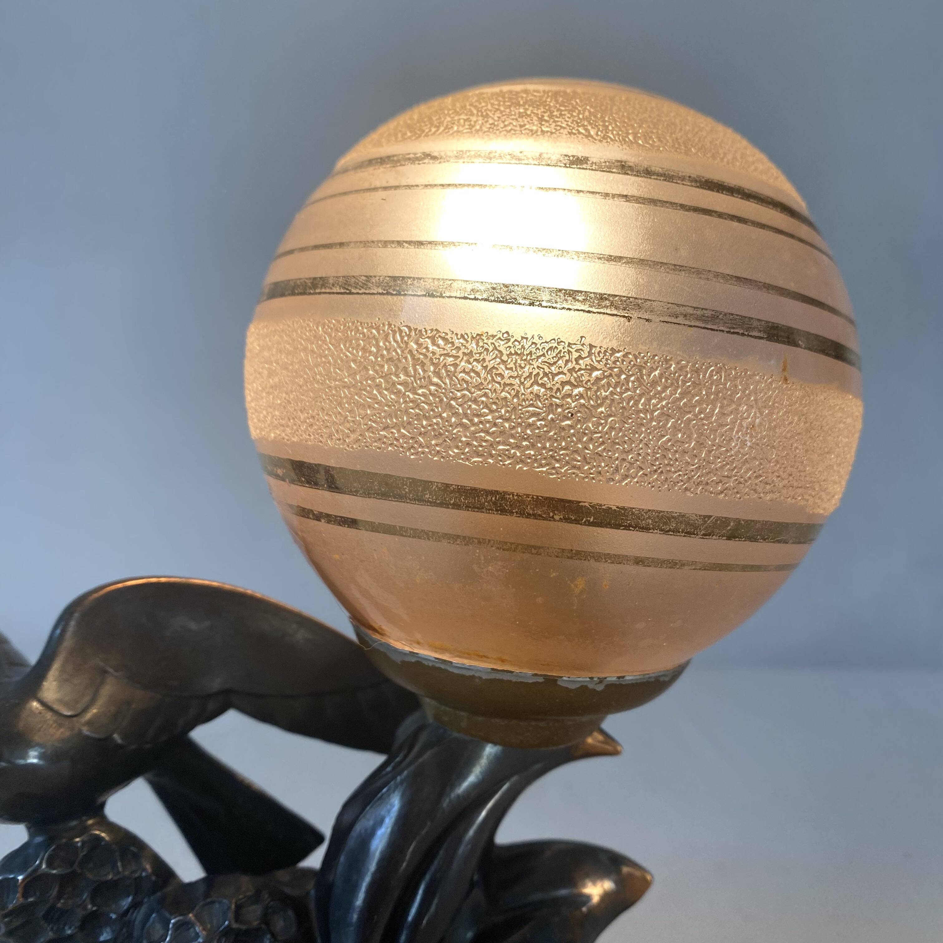 Limousin art deco night light with seagull decoration