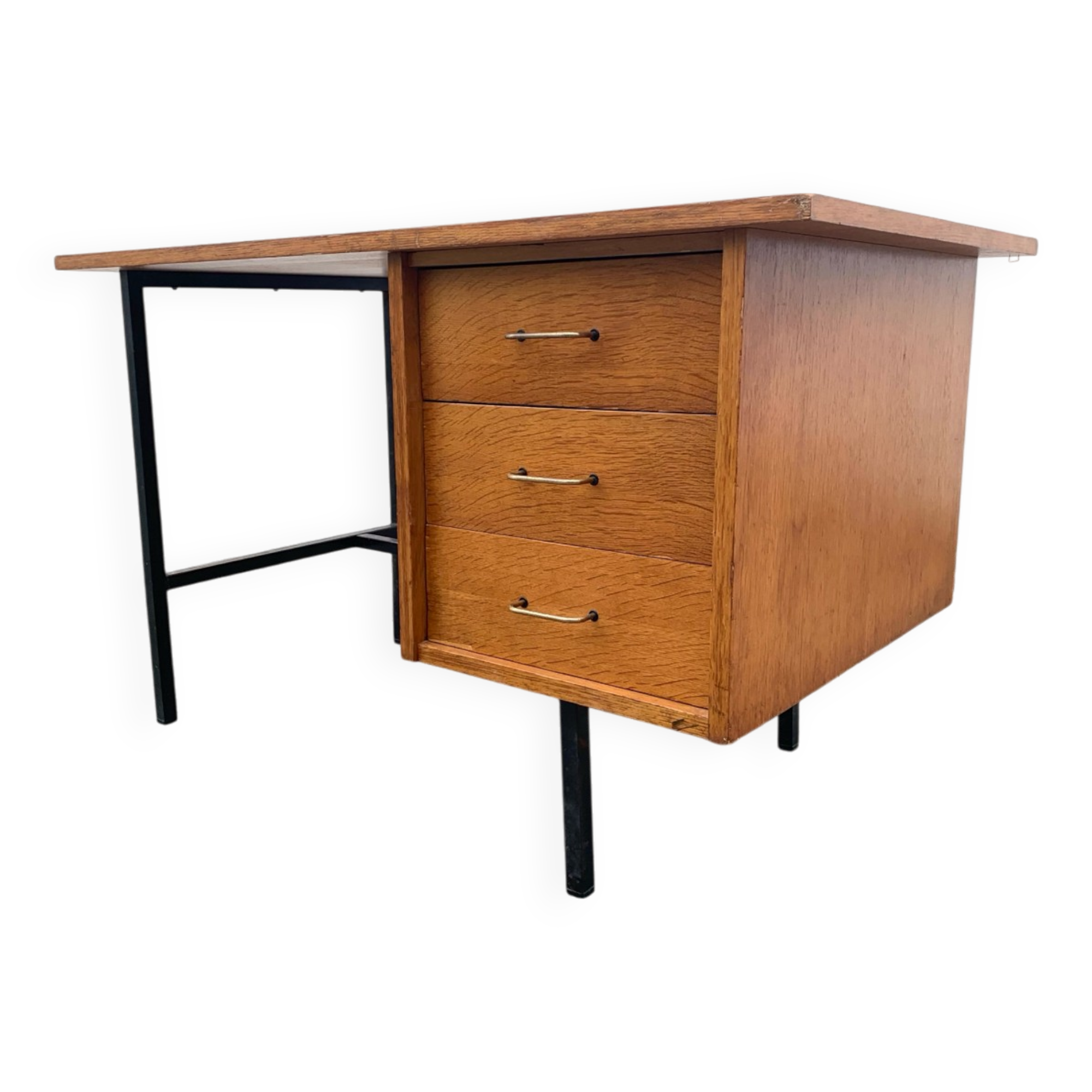 Vintage modernist desk in wood and metal