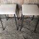 Pair of chromed metal stool + skai seat 1970s vintage