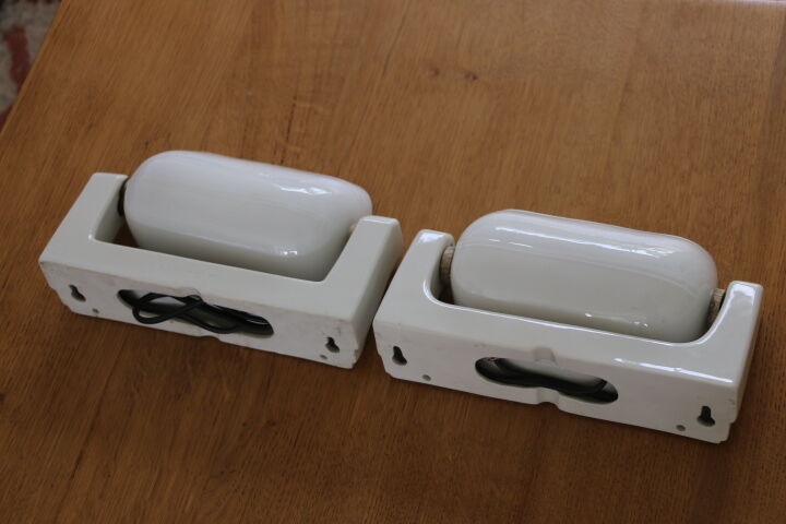 2 ceramic and opaline wall lamps 1940