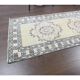 Vintage Turkish Oushak handmade wool cotton yellow runner rug 78x328