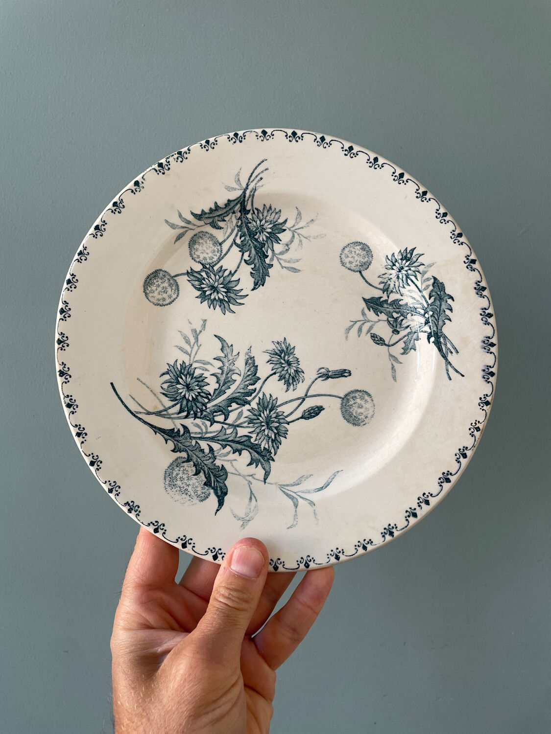 Set of 7 flat plates Terre de Fer XIXth "Madrid"
