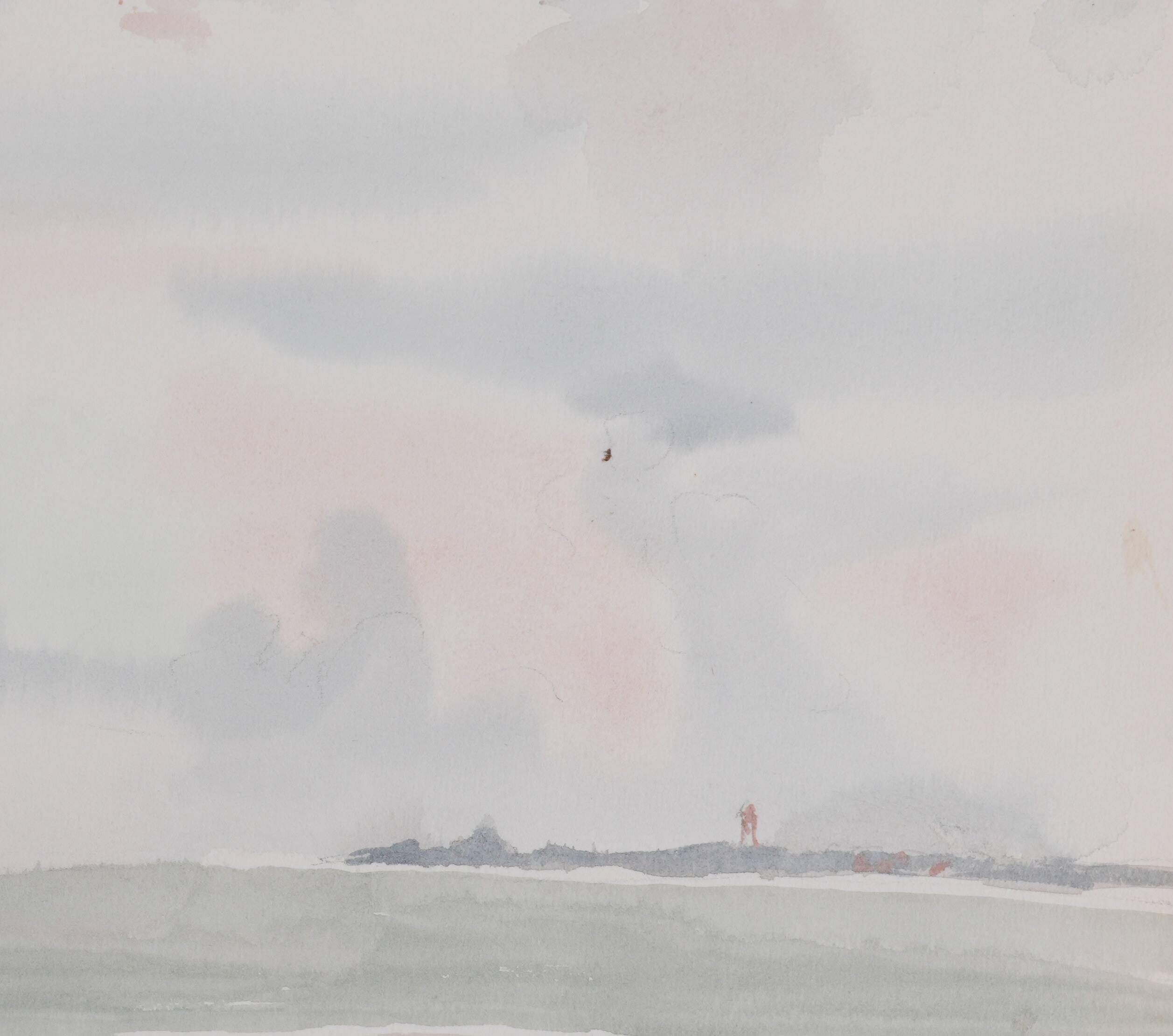 Camille COMBE: Shady seaside, Original signed watercolor