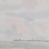 Camille COMBE: Shady seaside, Original signed watercolor