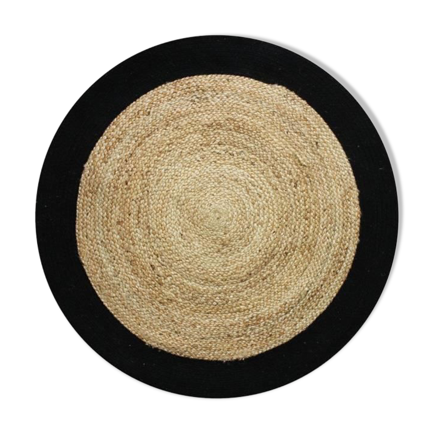 Carpet in jute and cotton black beige 90 cm