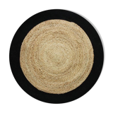 Carpet in jute and cotton black beige 90 cm