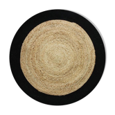 Carpet in jute and cotton black beige 90 cm
