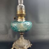 Blue glass oil lamp