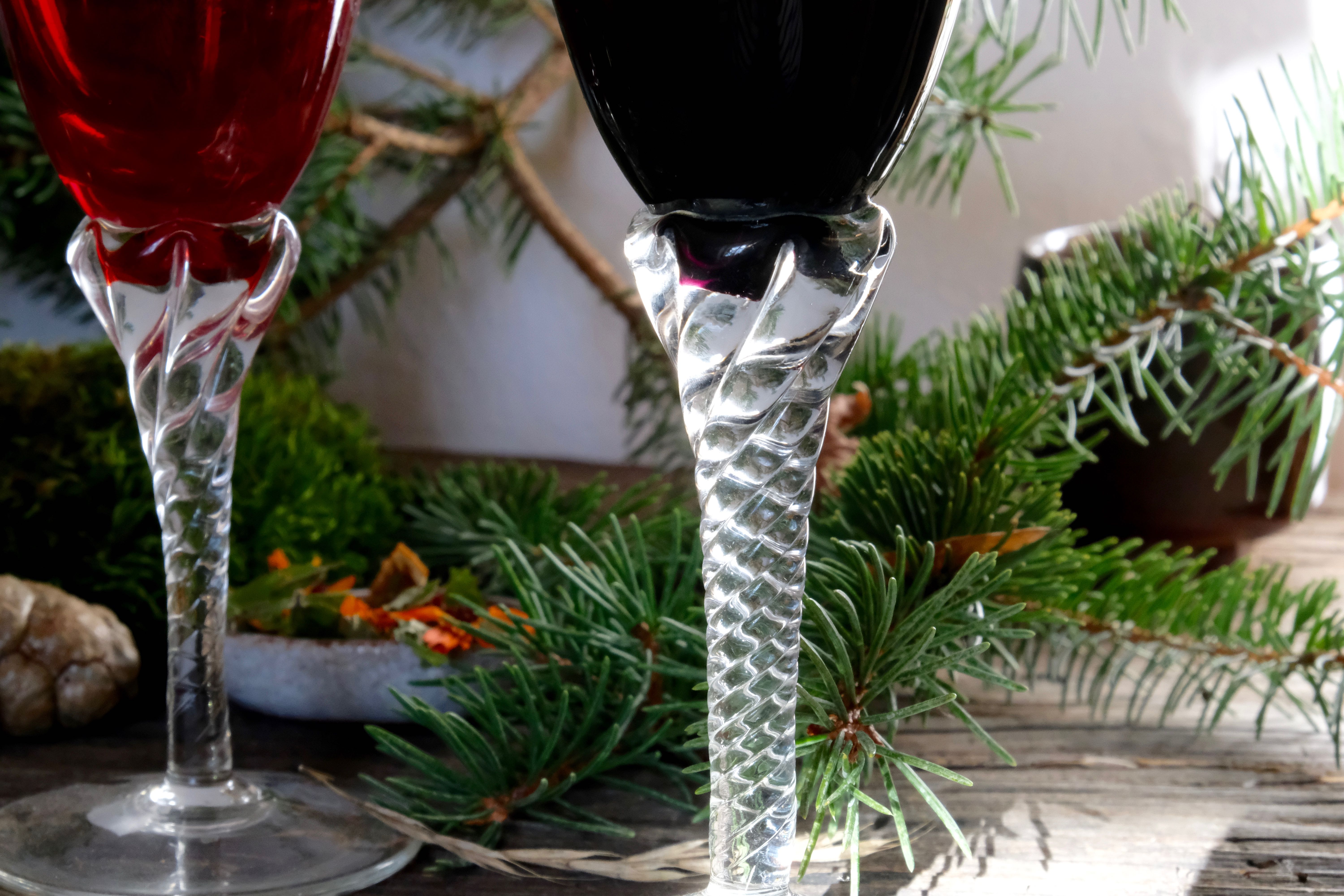 Set of two wine glasses blown murano glass glass